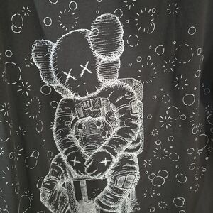 KAWS/kid Cuddi Collab Glow In The Dark Black and White Graphic Tee